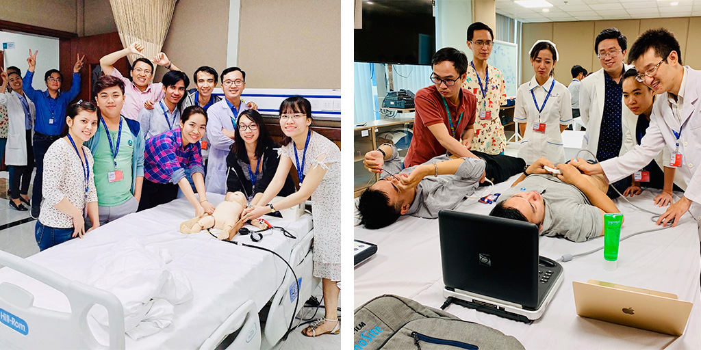 Clinicians in Vietnam in ultrasound training course