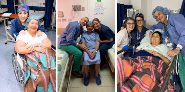 Clinicians and patients smiling in an Ecuador clinic 